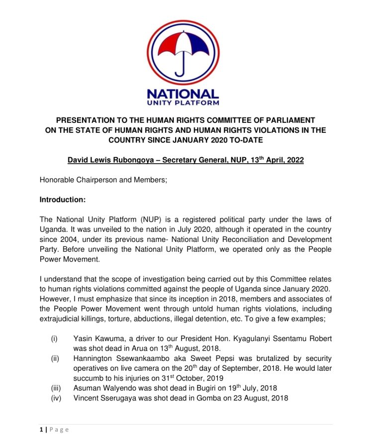 Report on Human rights violations in the country